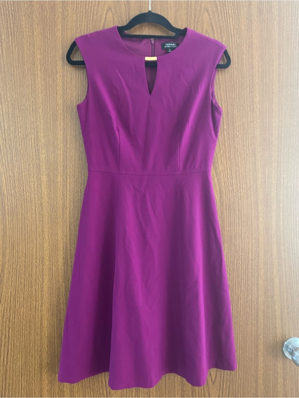 Sleeveless Keyhole A-Line Dress in Deep Magenta